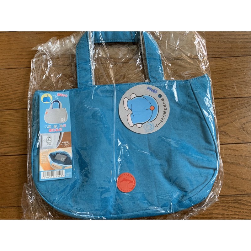 現貨 全新 日本郵局 限定 哆啦A夢 藍色 小叮噹 正反 doraemon 雙面兩面包手提包托特包外出包便當包水藍色灰色