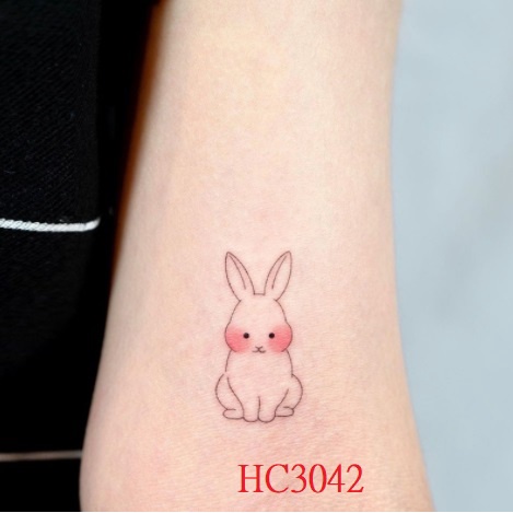 41 新HC 小兔子 兔子 紋身貼紙 能貼在 安全帽 汽機車上 皮膚 口罩 陶器 金屬 玻璃 手機