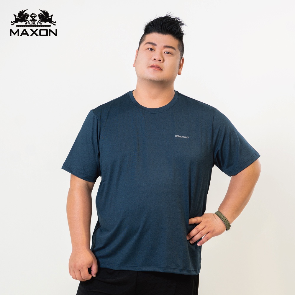 【MAXON大尺碼】台灣製深藍花紗排汗彈性機能短袖T恤XL~7L 加大尺碼 免運 81890-58