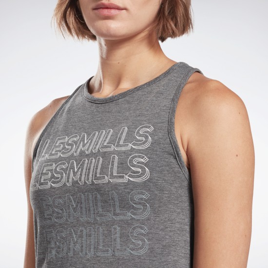 REEBOK LES MILLS® LM COTTON 女款 萊美 背心 運動背心 健身 訓練 灰色 FM7133