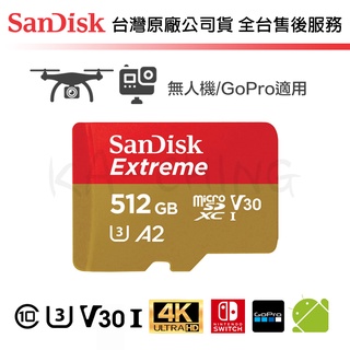 【臺灣保固】SanDisk Extreme A2 512G micro SDXC 記憶卡 Gopro 適用