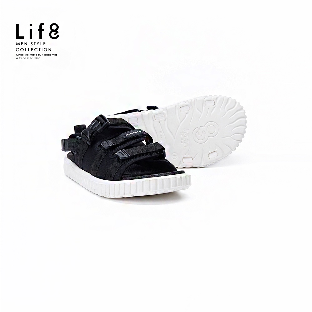 Life8-Sport 潛水布 餅乾涼拖鞋(兩用款)-19022-黑色