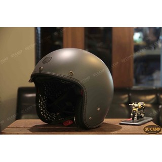 GU CAMP騎士部品 法國 ASTONE 內建鏡片 復古 小帽體 oldschool 風格 安全帽 (消光水泥灰色)