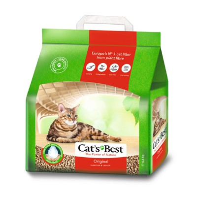 [卡酷寵物] CAT'S BEST 凱優紅標凝結木屑砂||10L4.3KG(超商限1包)