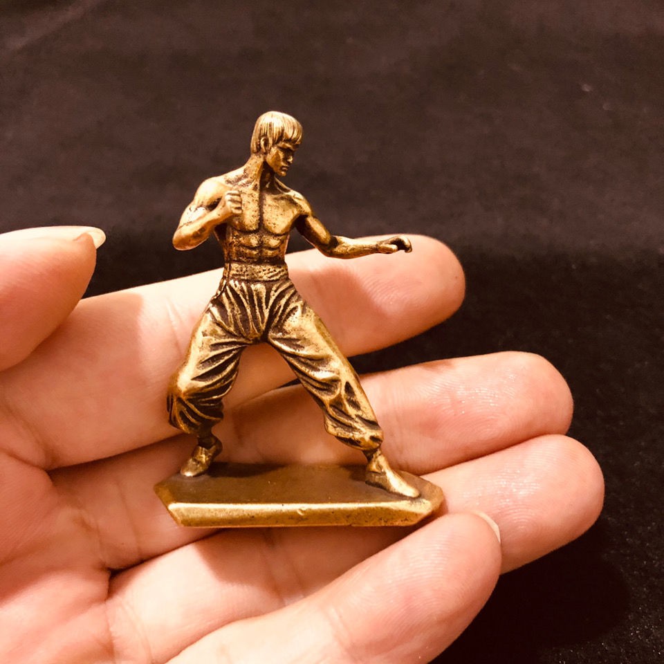 現貨銅人小擺件實心黃銅微雕功夫李小龍銅像復古銅藝銅雕人像古玩銅器 蝦皮購物