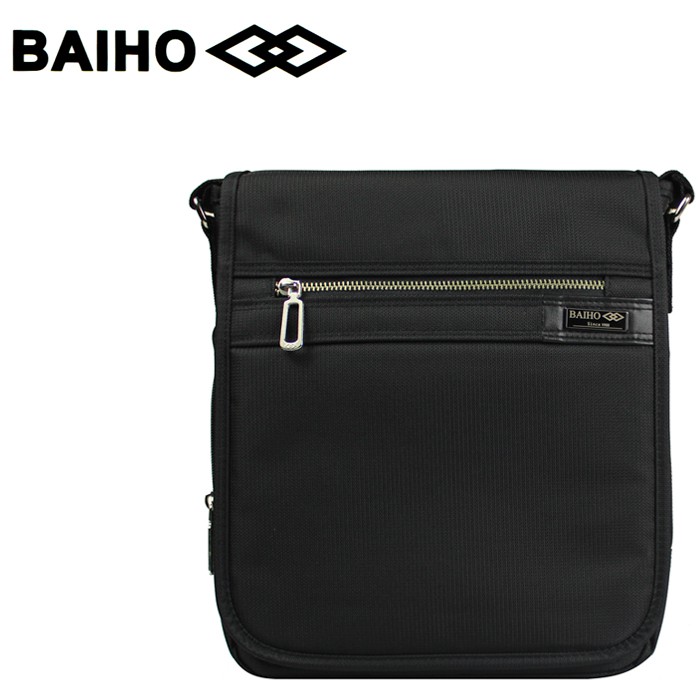 BAIHO 台灣製造 掀蓋直式 多功能 側背包/斜背包 BHO269 黑色