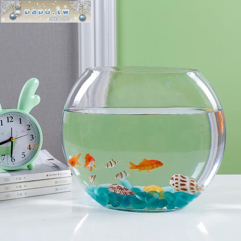創意小魚缸客廳辦公桌小型家用桌面玻璃金魚龜缸精致迷你造景裝飾 Papu Tw 蝦皮購物