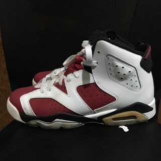 Air Jordan retro 6 代 胭脂紅 carmine 白 紅 Nike Gs 女鞋 6y 24cm