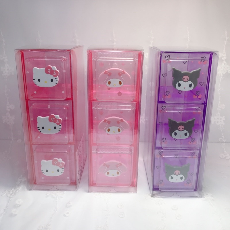 Hello Kitty 美樂蒂 庫洛米 Kuromi 酷洛米 壓克力 3格 直放 橫放 小物收納 抽屜 桌上 收納盒