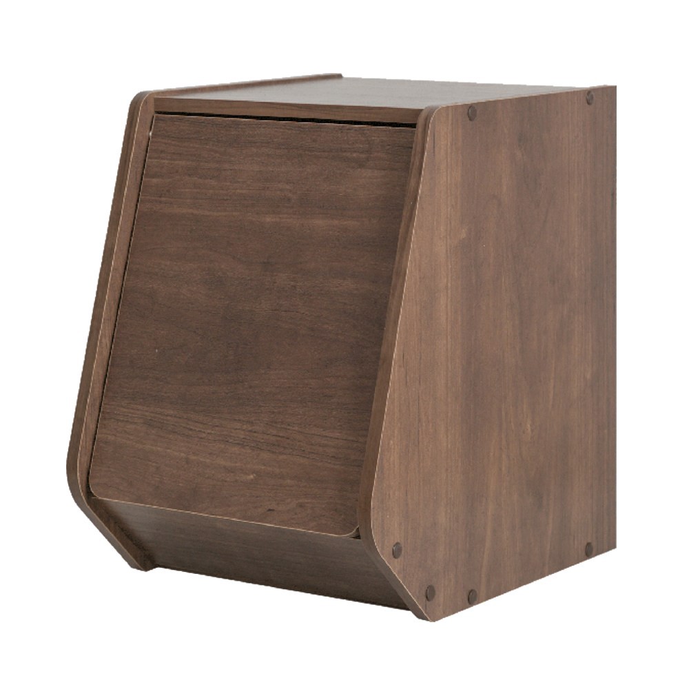 日本IRIS 木質可掀門堆疊櫃 深木色 30x40cm