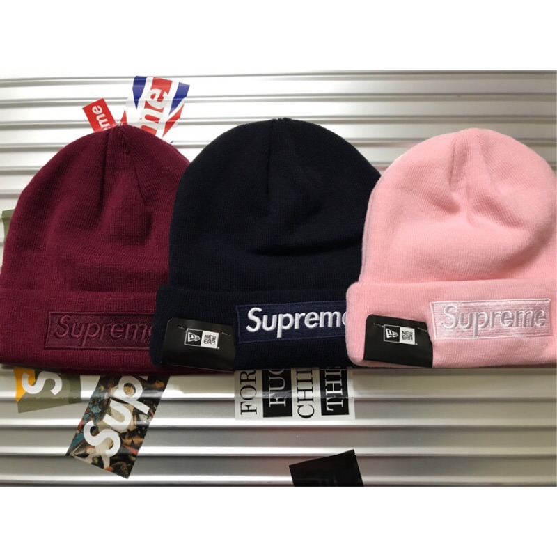 【area0439】 2016 FW Supreme x New Era Box Logo Beanie 毛帽 帽子