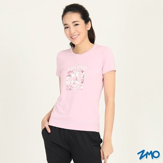 【ZMO】女抗 UV 彈力印花短袖 T 恤 - 粉紅/丈青/黑色