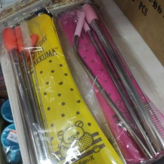 現貨💕正版 拉拉熊 五件式 316不鏽鋼吸管組 附刷子 吸管刷 收納袋 環保吸管 316不鏽鋼 懶懶熊 珍珠吸管