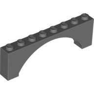 LEGO 樂高 深灰色 Brick 1x8x2 Raised Arch 拱型磚 拱門 拱型 顆粒磚 造型磚 16577