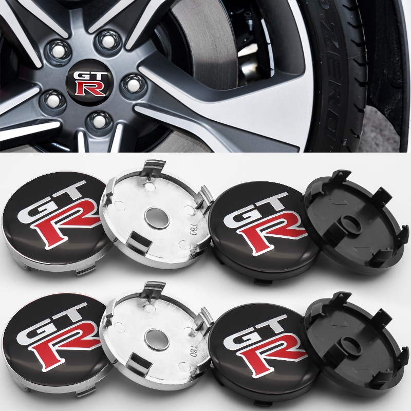 NISSAN Gtr 60 毫米 4 件輪胎中心輪轂蓋更換徽章輪轂中心蓋汽車標誌適用於 GTR 日產 GTR R32 R