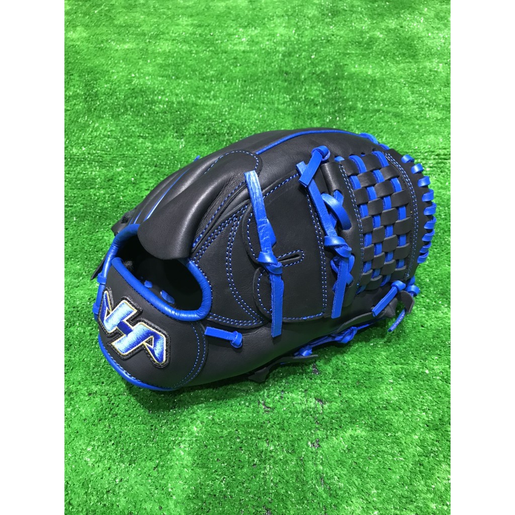 棒球世界 HA 日本品牌 投手用北美牛皮 棒壘手套 特價黑藍配色