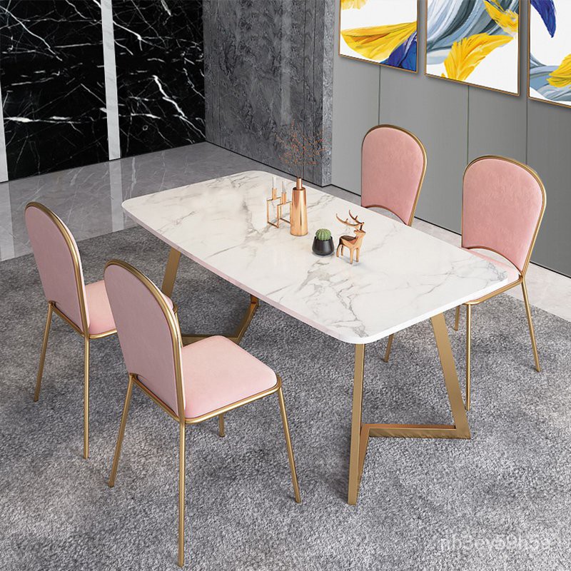 精品免運 北歐人造大理石餐桌椅子組合商用家用小戶型現代簡約輕奢高端網紅家具 蝦皮購物