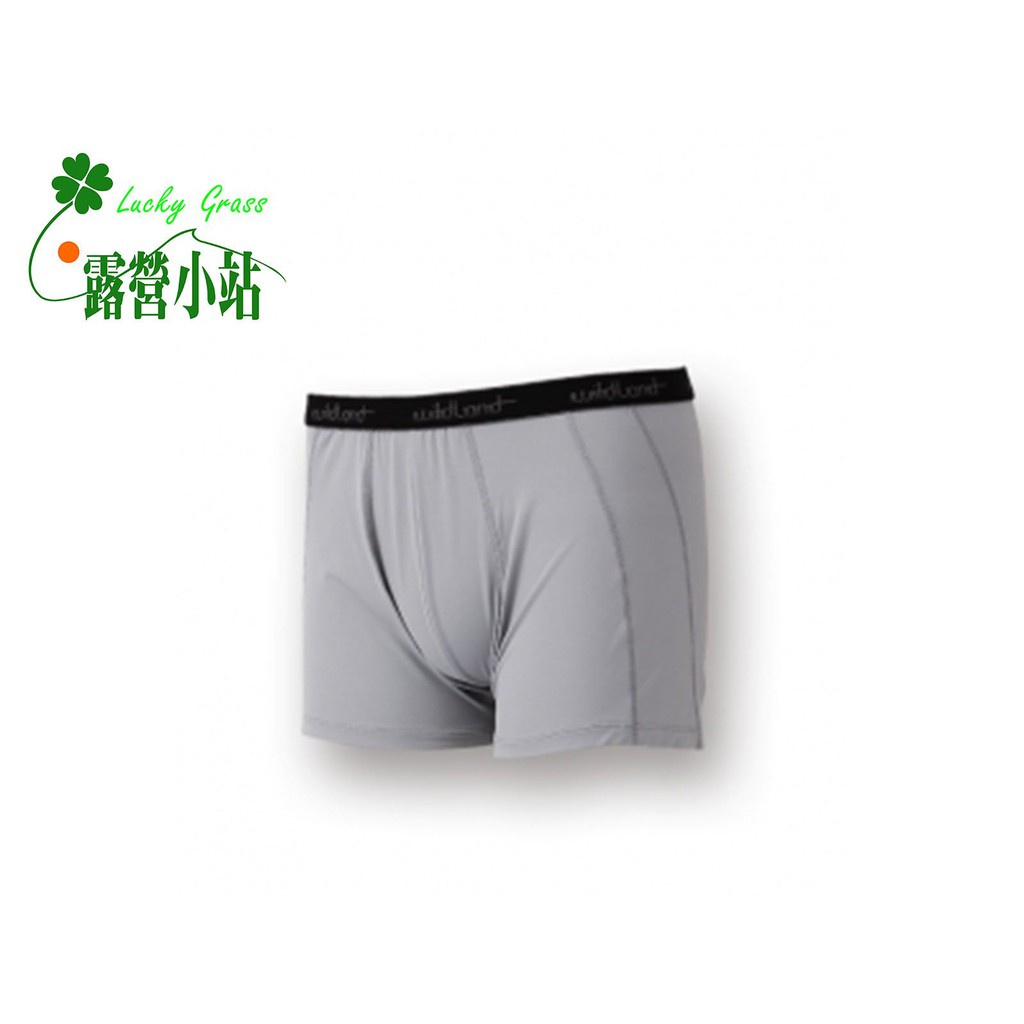 露營小站~【W1682-90-灰色】WildLand 荒野 男透氣排汗四角內褲(無開洞)-台灣製造