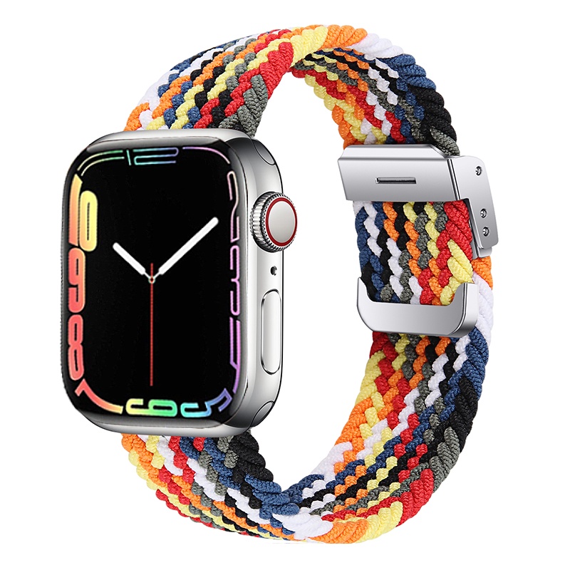 適用蘋果手錶錶帶可調整單圈applewatch編織尼龍回環式38/42/40/44mm iwatch6/5/4/3/2