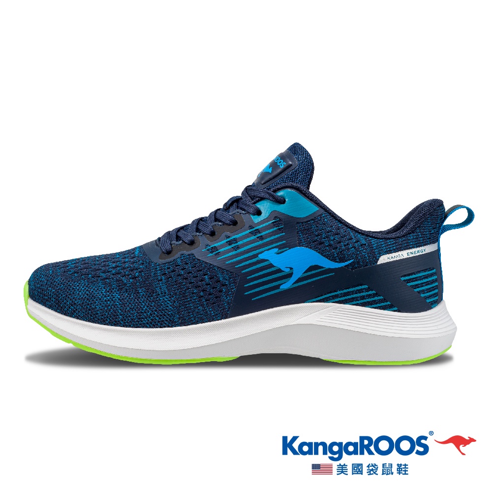 【KangaROOS 美國袋鼠鞋】男 RUN SPEED 透氣吸濕 輕量緩震 慢跑鞋 (深藍-KM21416)