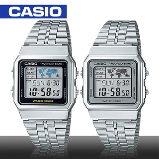 【八度空間】CASIO 卡西歐 復古銀色地圖潮流款 A500WA