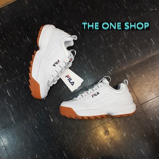 TheOneShop FILA 老爹鞋 鋸齒鞋 白色 膠底 焦糖底 韓國 鋸齒 厚底 增高 復古 DISRUPTOR