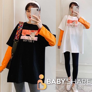 零碼出清 貓鼠印花長版長袖上衣 孕婦裝 BABYSHARE時尚孕婦裝【G6223C5L】