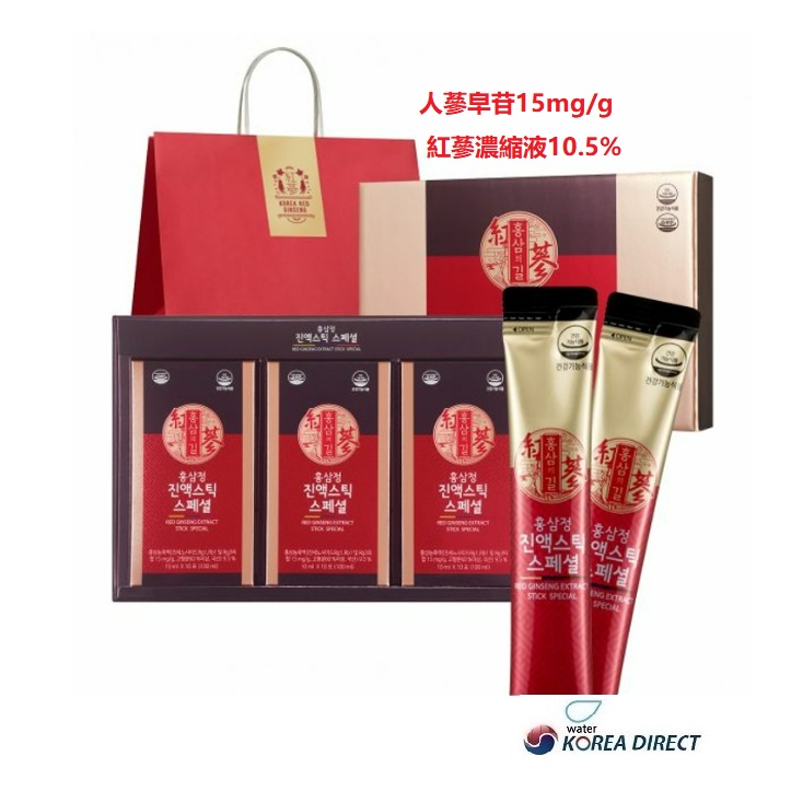 韓國直送 6年根紅蔘精津液紅蔘濃縮液10mlx30包+購物袋