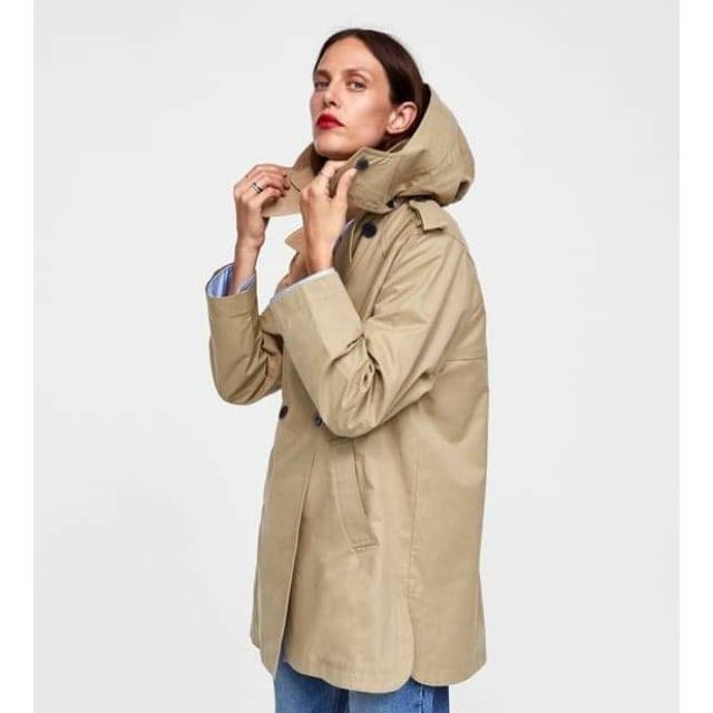 全新正品zara經典風衣帽子可拆背面特殊造型s M可穿 蝦皮購物