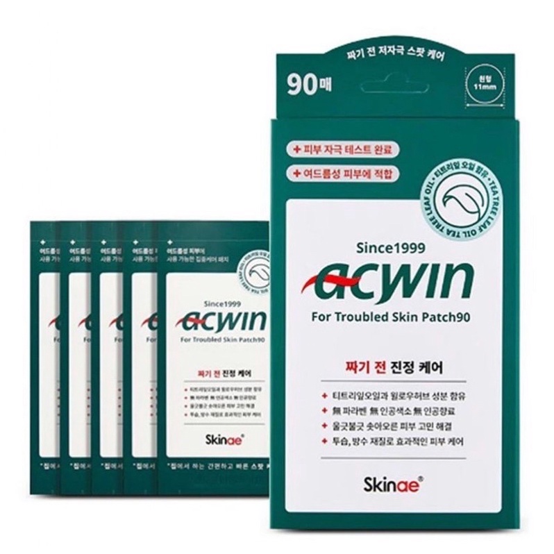 現貨‼️韓國ACWIN茶樹精油早晚替換大容量隱形痘痘貼調理貼粉刺貼90枚入