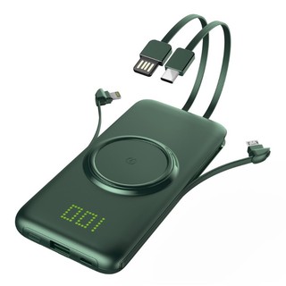 【蝦皮直營特選】ONAIR 10000mAh無線液晶行動電源 超輕薄/自帶線/無線充電 蘋果/Type C 充電線