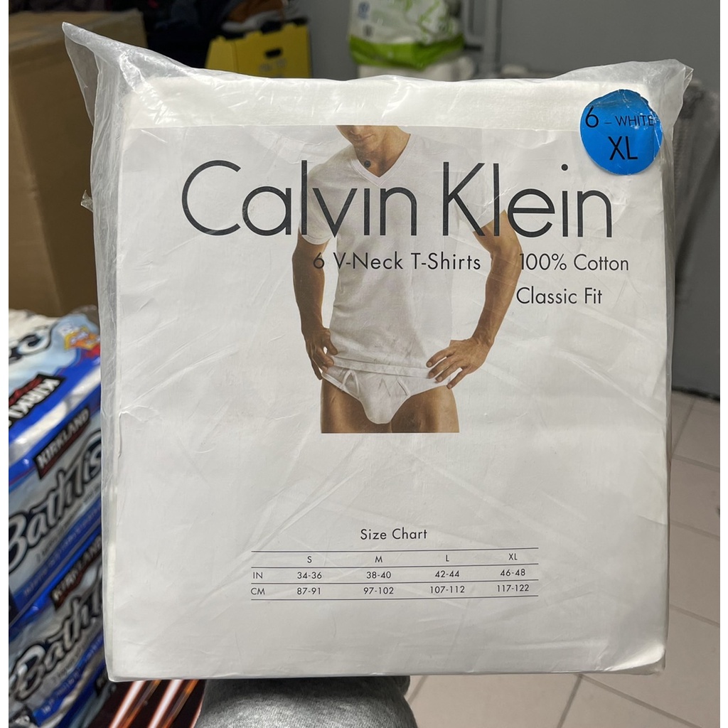 CALVIN KLEIN 男純棉短袖V領內衣6入 男裝 #319108 #319106