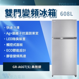 ✨家電商品務必先聊聊✨TOSHIBA GR-A66T-S 608L雙門電冰箱 銀色