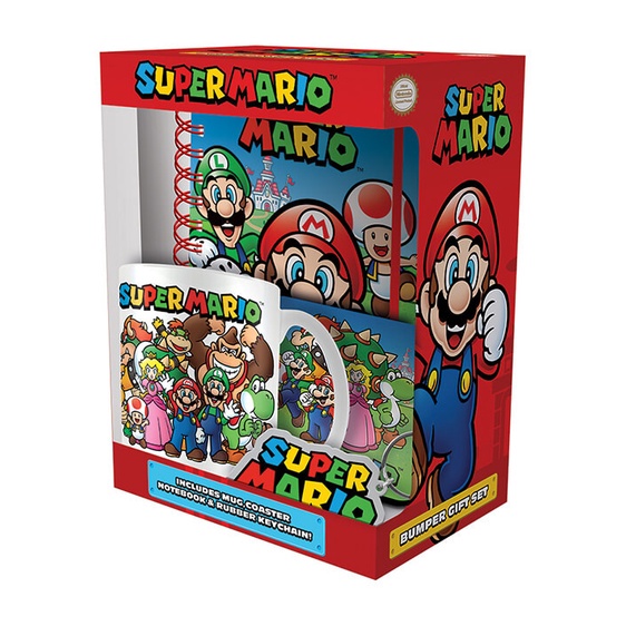 瑪利歐 Super Mario - 經典豪華禮物組 (含筆記本、馬克杯、杯墊、鑰匙圈)