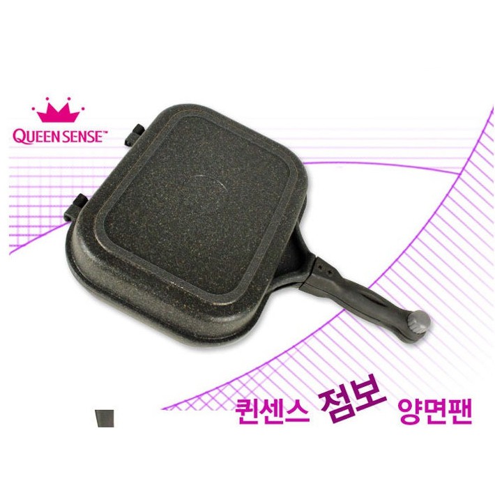 Queen Sense韓國大理石紋雙面不沾煎鍋-深型
