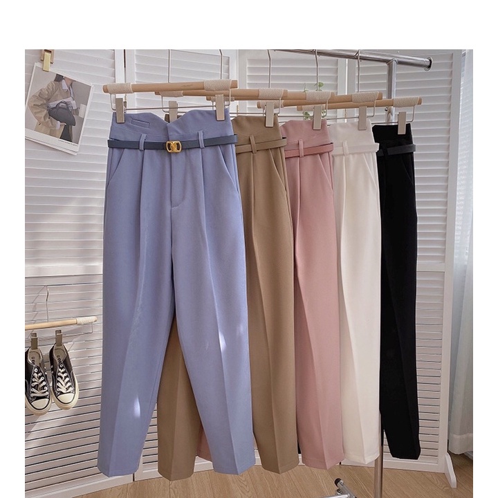 ❤️ 💯實拍～【韓國歐妮款西裝褲】（粉色、藍色、白色）無附腰帶