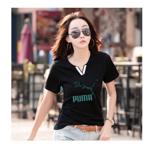 21新款puma 彪馬短t V領韓版短t 短袖上衣女生短袖多色t恤上衣韓系女裝上衣短袖衣服 蝦皮購物