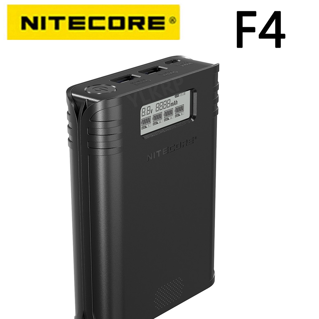 100% 原裝 NITECORE F4 四槽柔性移動電源電池充電器適用於鋰離子/IMR：18650