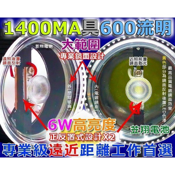 ☼ 台中電池達人►汎球牌 黃光 LED-6D08 (遠近兩段) 超亮型 3/6WLED頭燈 照明燈 露營燈 專業工作燈