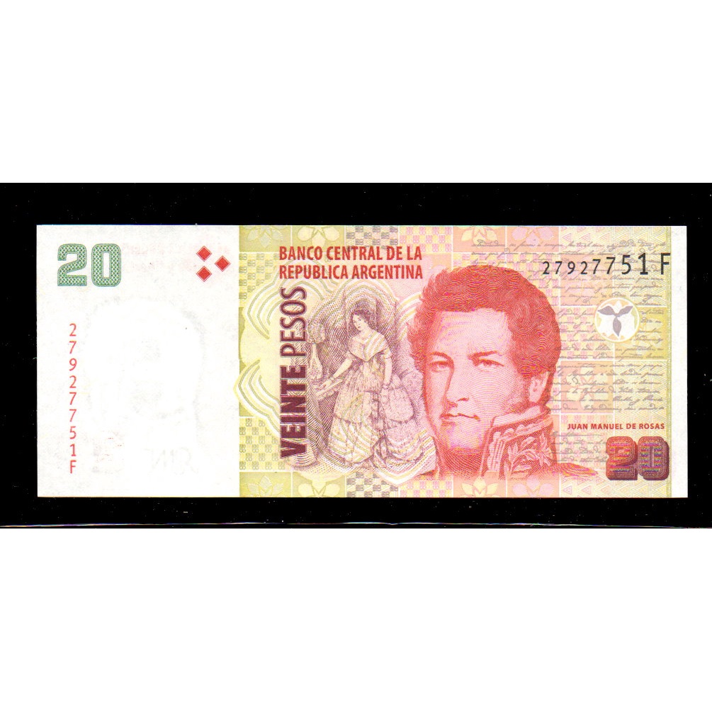 【低價外鈔】阿根廷 ND (2018)年 20PESO 披索 紙鈔一枚，革命英雄與獨立戰爭圖案，絕版少見~
