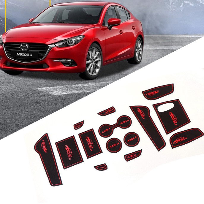 Mazda3 門槽墊 水杯墊 高品質 門槽墊 水杯墊 置物墊防水墊 乳膠止滑墊（Mazda3 馬自達3 馬3）