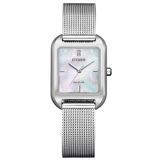 CITIZEN 星辰 (EM0491-81D) 光動能 方形復古大三針貝殼面女錶-23.5mm