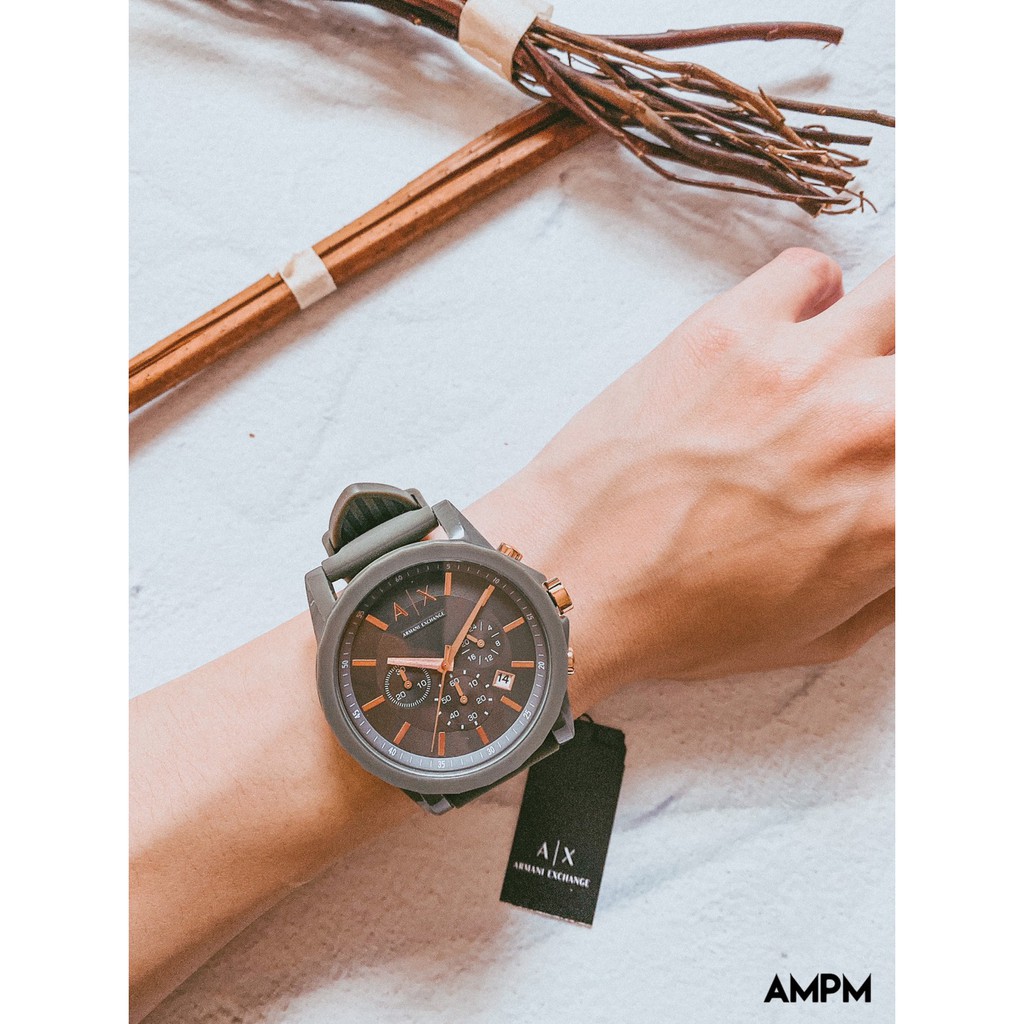 全新 現貨 ARMANI AX AX1341 亞曼尼 手錶 44mm 三眼計時 軍綠色橡膠錶帶 男錶女錶