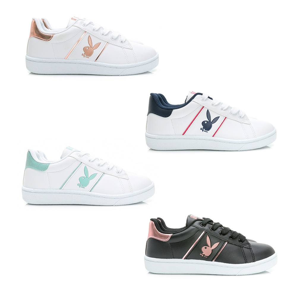 PLAYBOY   輕盈柔軟 兔兔小白鞋-白玫瑰金/白藍綠/白藍紅/黑玫瑰金(Y8618)