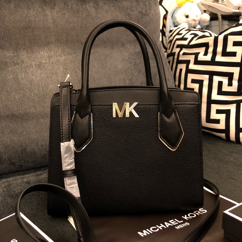 MK 金屬logo素面真皮手提肩背包 經典黑 手提包 側背包 公事包 MICHAEL KORS 現貨 美國代購