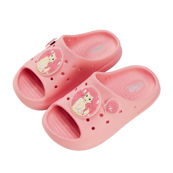 [新竹-實體門市]迪士尼童鞋 公主 小美人魚 不對稱立體造型防水厚底拖鞋-粉 卡通拖鞋