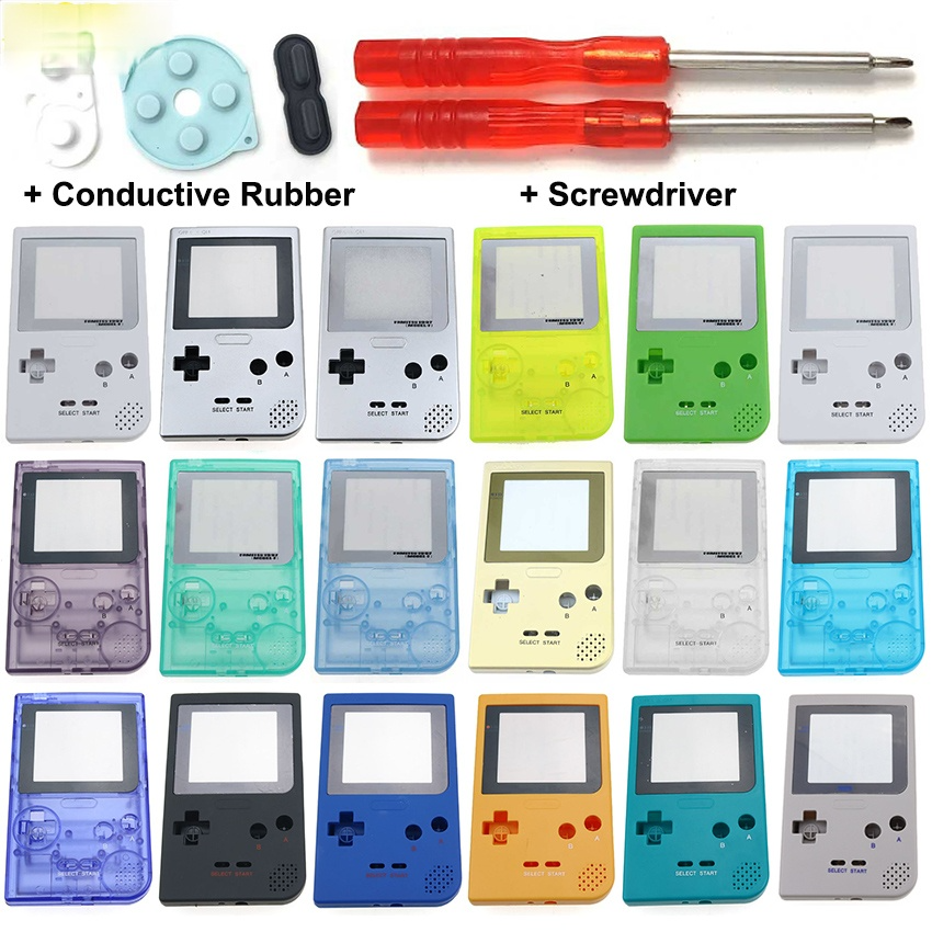 1 個用於 Gameboy Pocket 遊戲機 GBP 外殼蓋的塑料全殼保護套, 帶按鈕套件橡膠墊螺絲驅動器