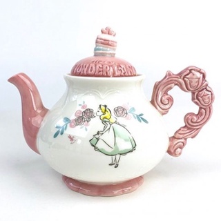 正版授權 日本帶回 迪士尼 愛麗絲 造型陶瓷茶壺 陶瓷茶壺 玻璃壺 造型壺 咖啡壺 飲料壺 卡通壺 水壺 茶壺