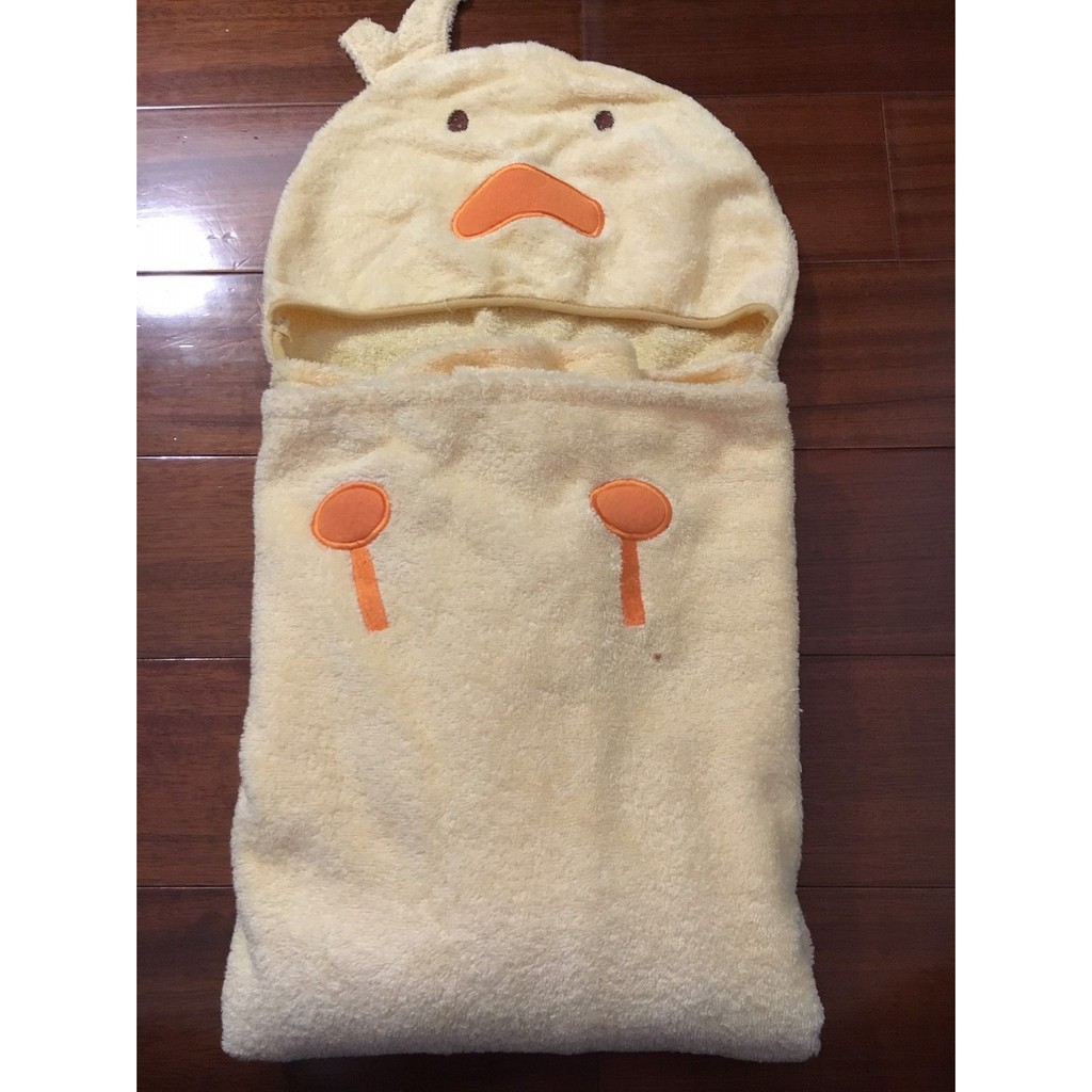 嬰兒寶寶鴨子造型帽兩用浴包巾浴袍 浴巾 外棉絨保暖舒適內毛巾布吸水 原價: 399元, 出清價: 100元