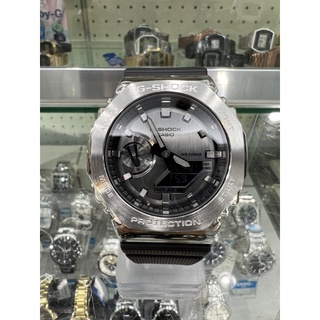 【金台鐘錶】CASIO卡西歐 G-SHOCK GM-2100-1A 超人氣的八角 (黑x銀) 金屬錶殼設計 農家橡樹